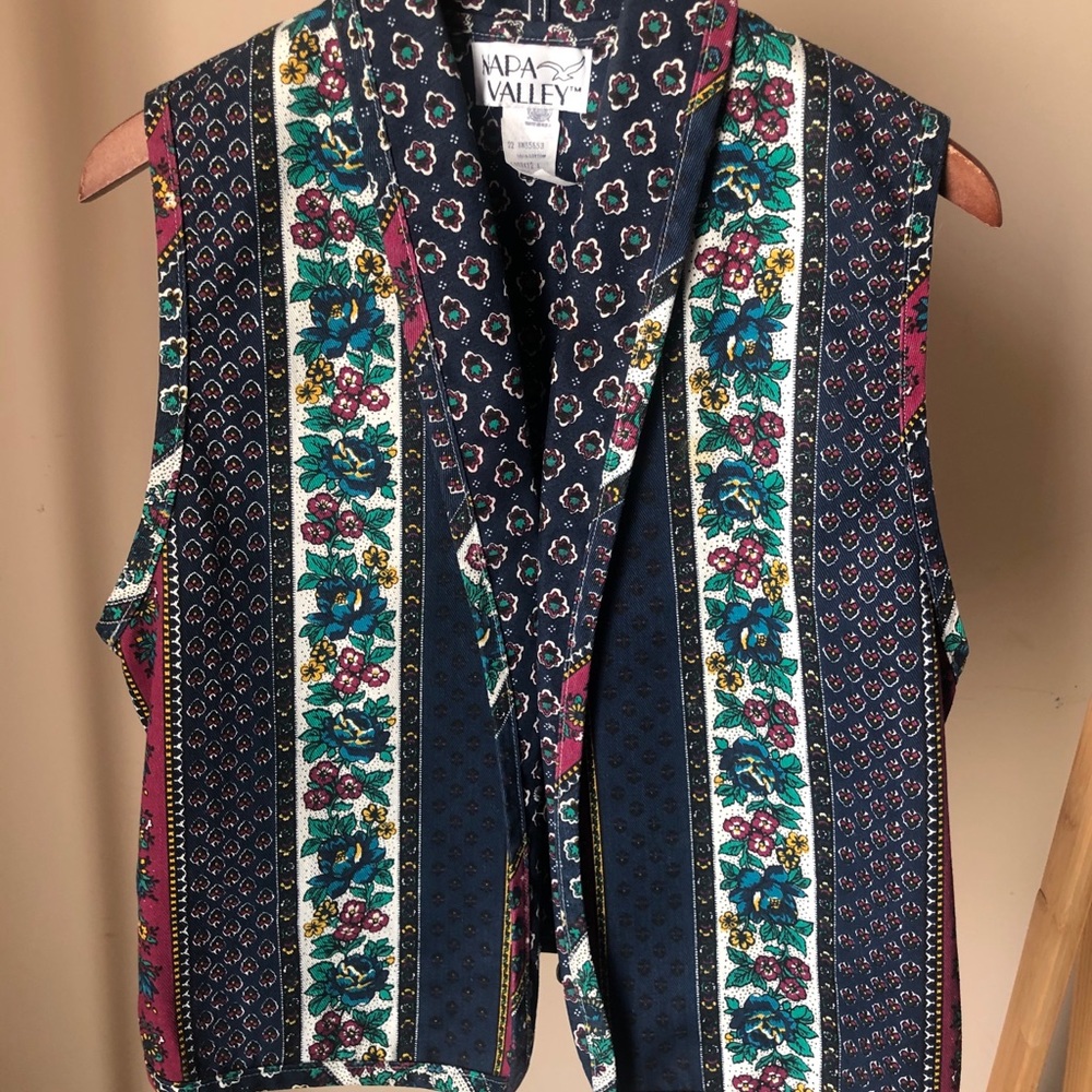 Vintage Napa Valley Blazer Vest floral grandpa